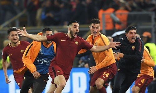 'AS Roma đã hất cẳng đội mạnh nhất thế giới' Manolas với bàn thắng để đời, giúp Roma hạ nốc ao Barca. Ảnh: AFP.