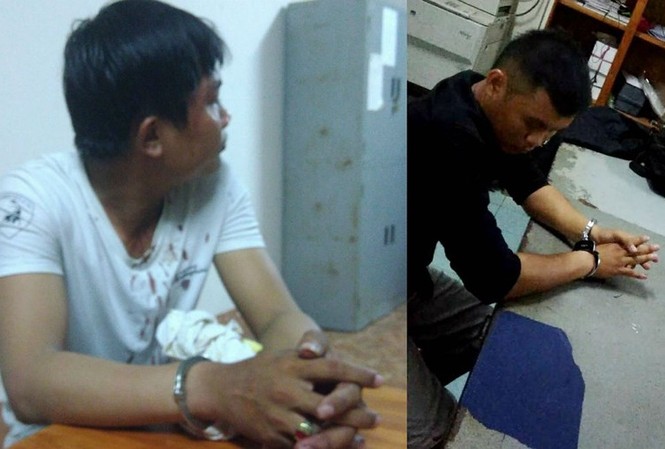 CSGT bị chém trọng thương khi đang làm nhiệm vụ Hai nghi can Lực và Đức tại cơ quan công an.