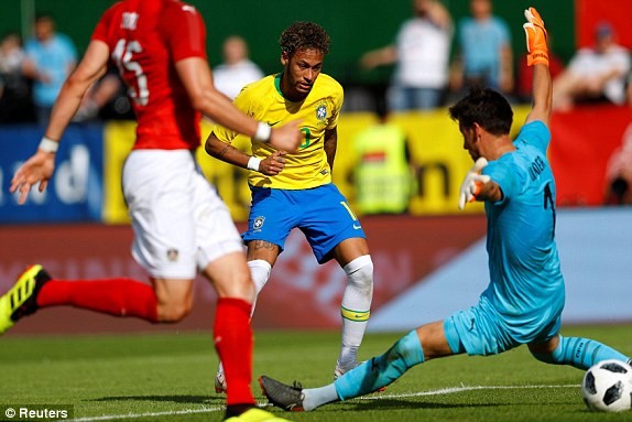 Brazil thắng '3 sao' trước Áo trong trận giao hữu cuối cùng Neymar lập công