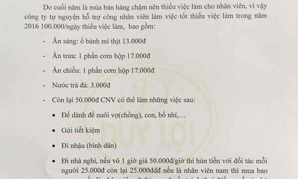Ông chủ võng xếp Duy Lợi “hướng dẫn” nhân viên dùng bao cao su Văn bản “dậy sóng” của ông chủ võng xếp Duy Lợi