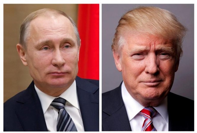 Điện Kremlin: Cuộc gặp giữa Putin và Trump sẽ không có truyền thông Tổng thống Nga Vladimir Putin (trái) và Tổng thống Mỹ Donald Trump