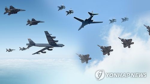 Máy bay ném bom B-1B Mỹ tập trận trên Bán đảo Triều Tiên Máy bay ném bom B-1B Mỹ tập trận trên Bán đảo Triều Tiên