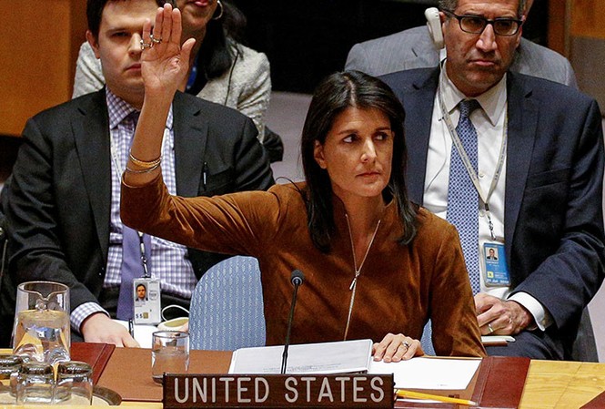 Bà Haley: Mỹ sẵn sàng ‘đấu tranh vì công lý’ ở Syria dù LHQ phản đối Đại sứ Mỹ tại Liên Hợp Quốc Nikki Haley. Ảnh: Reuters