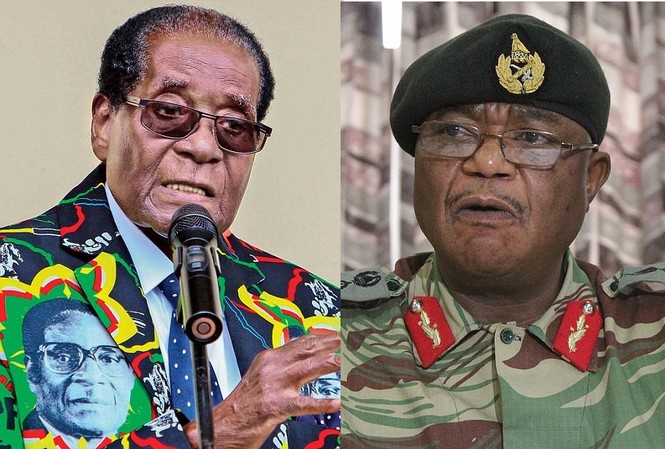 Tổng thống Zimbabwe tuyệt thực sau tuyên bố ‘sẵn sàng chết’ Tổng thống Zimbabwe Robert Mugabe (trái) tuyệt thực việc bị quân đội giam lỏng, do Tổng Tư lệnh Quân đội Constantino Chiwenga ra lệnh.