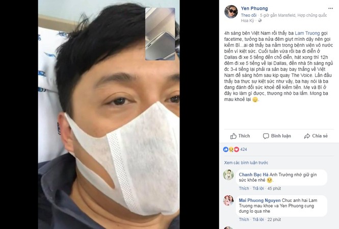 Ca sĩ Lam Trường nhập viện vì kiệt sức Vợ Yến Phương viết status "xót" chồng nhập viện vì làm việc quá sức.