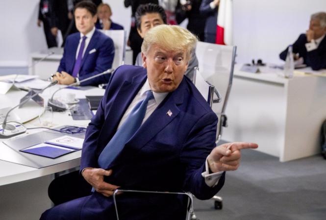Thương chiến Mỹ - Trung: Báo Trung Quốc nói ông Trump phạm ‘sai lầm chiến lược’ Ông Trump tại thượng đỉnh G7 cuối tuần qua ở Pháp. (Ảnh: AP)