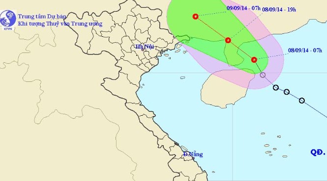 Áp thấp nhiệt đới hướng vào Trung Quốc, miền Bắc mưa diện rộng Ảnh Trung tâm Dự báo Khí tượng Thủy văn Trung ương.