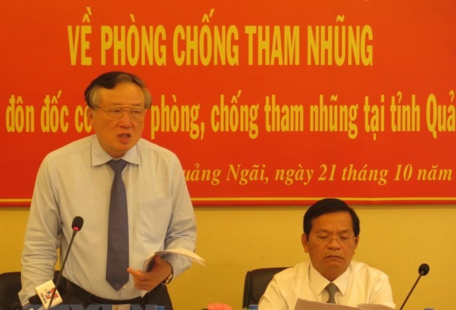 Bản tin 20H: Quảng Ngãi kỷ luật 33 cán bộ, đảng viên vì tham nhũng Ông Nguyễn Hòa Bình phát biểu chỉ đạo tại buổi làm việc. (Ảnh: Phước Ngọc/TTXVN)