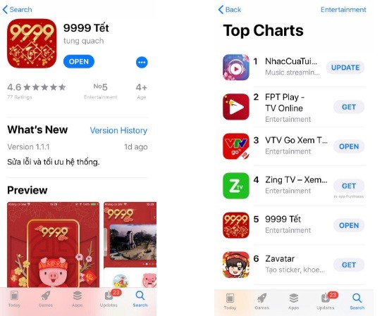 App 9999 Tết lọt top ứng dụng vui chơi giải trí được tải nhiều nhất App 9999 Tết lọt top ứng dụng vui chơi giải trí được tải nhiều nhất