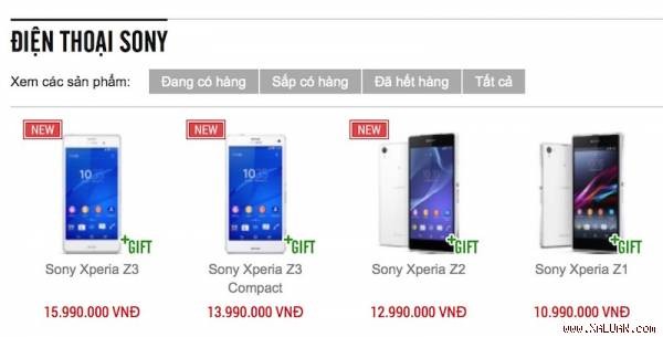 Sony Việt Nam bất ngờ hạ giá Xperia Z1, Z2 và Z3 ảnh minh họa