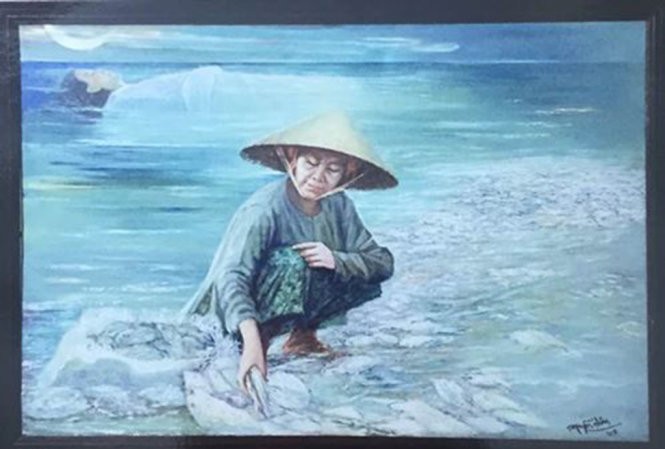 Vụ kỷ luật, thu hồi tranh “Biển chết”: Tác giả nói gì? "Biển chết" của hoạ sĩ Nguyễn Nhân đang bị tạm thu treo ở Hội VHNT tỉnh Trà Vinh và được "bêu" vi phạm bản quyền. Ảnh: Facebook nhân vật
