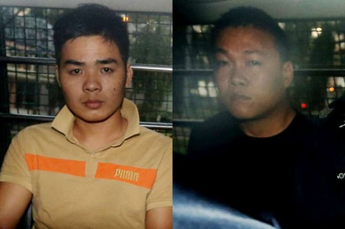 Hai giờ cắt két sắt trộm hơn 300.000 USD của người Việt ở Singapore Nguyen Van Nhat (trái) và Ngo Quang Phuoc. Ảnh: Straits Times