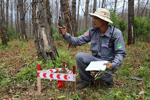 Bom bi phát nổ, hai nhân viên rà phá bom mìn gặp nạn Đội trưởng Ngô Thiện Khiết trong một nhiệm vụ của dự án RENEW. Ảnh: Hoàng Táo