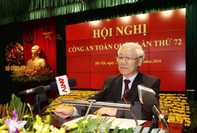 Xây dựng lực lượng Công an nhân dân thật sự trong sạch Tổng Bí thư Nguyễn Phú Trọng phát biểu chỉ đạo Hội nghị. (Ảnh: Trí Dũng/TTXVN)