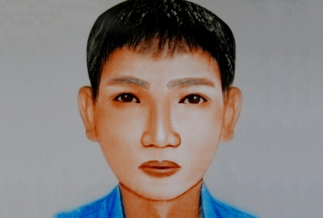 Công bố chân dung kẻ giết bạn tình đồng tính để cướp Chân dung nghi phạm do doạ sĩ Võ Tấn Thành (trú Biên Hòa, Đồng Nai) vẽ lại