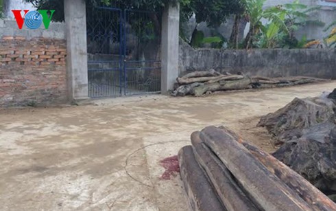 Chồng dùng dao đâm chết vợ cũ Hiện trường vụ án mạng. ẢNh: VOV