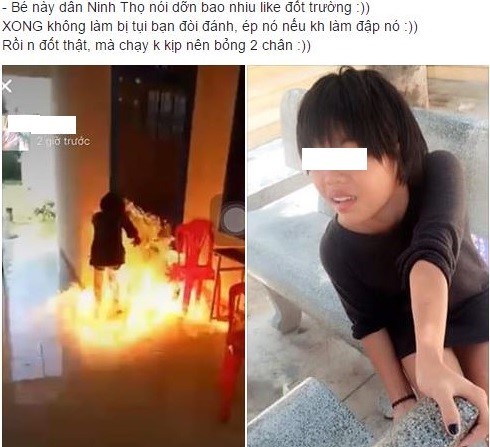 Nữ sinh Khánh Hòa bị bỏng hai chân khi châm lửa đốt trường Thông tin về việc nữ sinh Khánh Hòa đốt trường được bạn học chia sẻ trên mạng xã hội. Ảnh chụp màn hình
