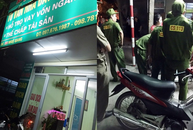 Hà Nội: Nổ súng trong tiệm cầm đồ Lỗ thủng trên cửa ra vào nghi đạn bắn và lực lượng Công an đang phong tỏa hiện trường điều tra nguyên nhân