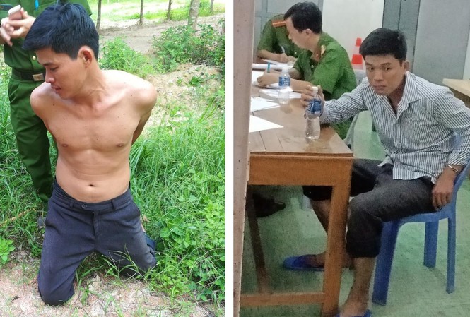 Vụ chém chết bạn vì nghi ngoại tình với vợ mình: Đầu thú sau 2 giờ gây án Đối tượng Nguyễn Văn Đại Nhân lúc bị bắt và tại cơ quan Công an