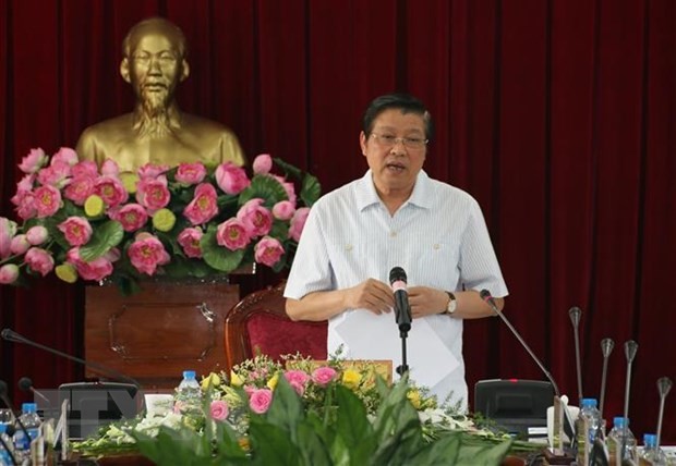 Đoàn kiểm tra của Ban Bí thư làm việc tại tỉnh Đồng Nai Trưởng Ban Nội chính Trung ương Phan Đình Trạc phát biểu tại buổi làm việc. (Ảnh: Sỹ Tuyên/TTXVN)