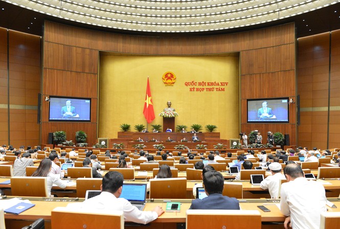 Bàn giải pháp thúc đẩy an sinh xã hội bền vững Toàn cảnh hội trường kỳ họp thứ 8 Quốc hội Khóa XIV. Ảnh: Như Ý