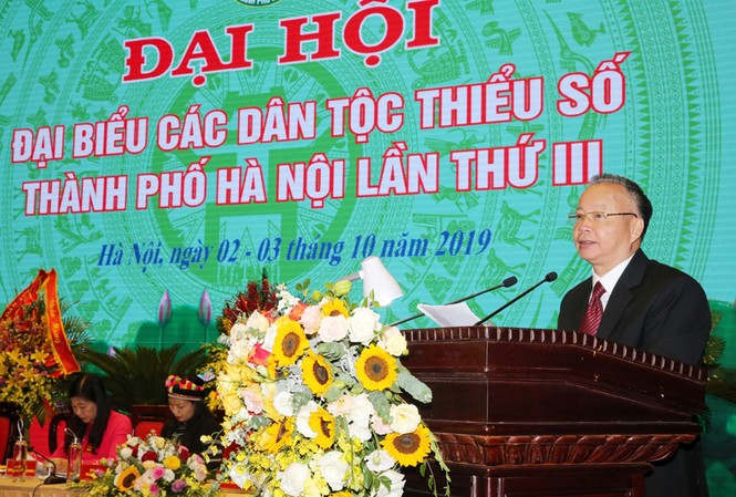Khai mạc Đại hội đại biểu các dân tộc thiểu số TP Hà Nội Phó Chủ tịch Thường trực UBND thành phố Nguyễn Văn Sửu phát biểu khai mạc đại hội