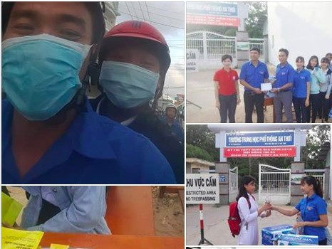 Bí thư Đoàn trường cứu nguy sĩ tử trước 'giờ G' Hình ảnh Bí thư Đoàn trường đến nhà đón thí sinh. Ảnh chụp màn hình FB