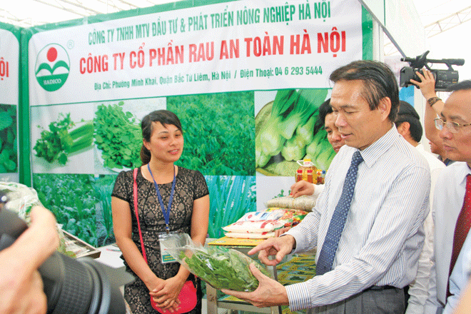 HADICO và mục tiêu “nông nghiệp sạch” Phó Chủ tịch Trần Xuân Việt thăm gian hàng rau an toàn của Công ty tại Hội chợ nông nghiệp
