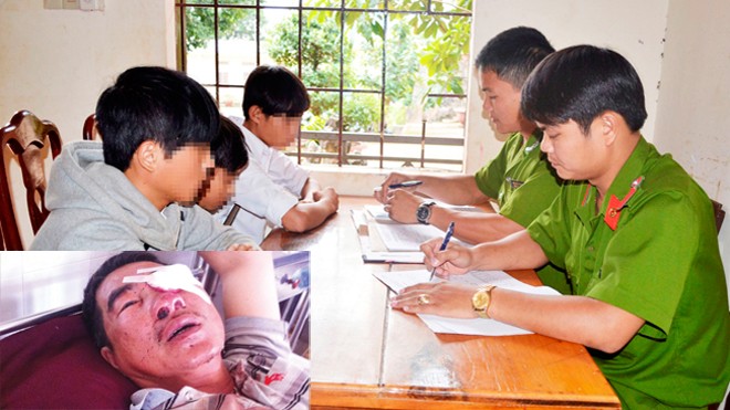 Trẻ ném đá xe khách, trách nhiệm người lớn ở đâu? Đối tượng Cường, Phương, Thạnh tại cơ quan điều tra (từ trái qua); Ông Lương - nạn nhân vụ ném đá (ảnh nhỏ)