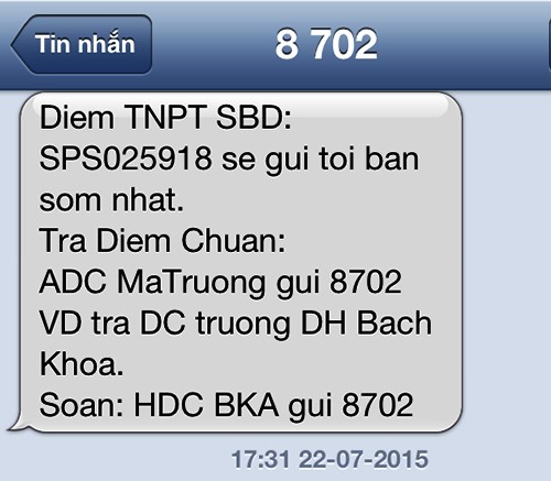 Phạt hai tổng đài tra cứu điểm thi THPT 140 triệu đồng Không có kết quả nhưng thí sinh vẫn bị tổng đài trừ 15.000 đồng. Ảnh: Nguyễn Duy