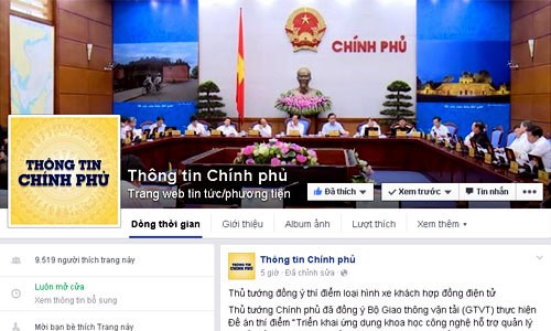 Thủ tướng yêu cầu lập Ủy ban quốc gia về Chính phủ điện tử Chính phủ tham gia Facebook từ năm 2015.