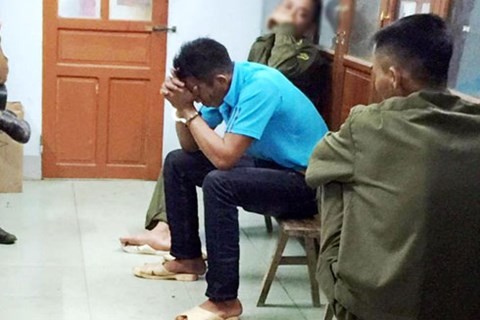 Nghi án đâm chết anh trai sau 20 ngày ra tù Đối tượng Thắng tại cơ quan công an. Ảnh: An ninh Thủ đô