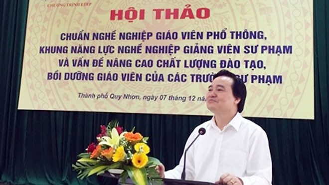 Bộ trưởng Giáo dục: Cần thay đổi chuẩn giáo viên Bộ trưởng Phùng Xuân Nhạ chủ trì Hội thảo và phát biểu chỉ đạo.
