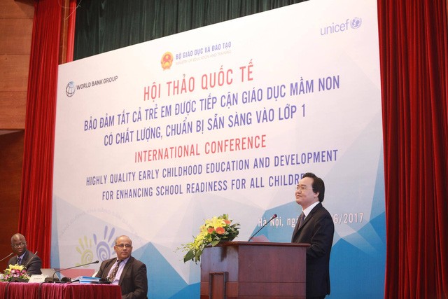Giáo dục phải có chất lượng cao để bảo đảm trẻ học tập được Bộ trưởng Bộ GD&ĐT Phùng Xuân Nhạ phát biểu khai mạc hội thảo