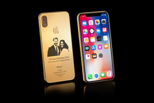 iPhone X phiên bản đám cưới Hoàng gia Anh giá 4.000 USD iPhone X phiên bản siêu sang có in hình vợ chồng Hoàng tử Anh Harry.