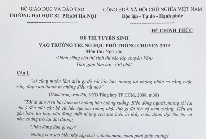 Đề thi Ngữ Văn trường THPT Chuyên ĐH Sư phạm: TS Trịnh Thu Tuyết nói gì? Đề thi Ngữ Văn trường THPT Chuyên ĐH Sư phạm: TS Trịnh Thu Tuyết nói gì?