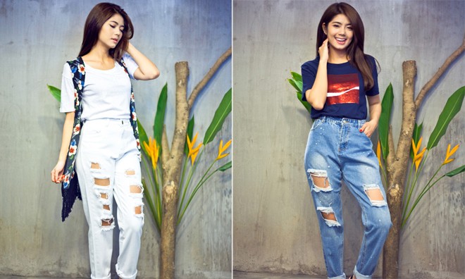 VJ Phương Linh cực 'ngầu' với quần jeans rách VJ Phương Linh cực 'ngầu' với quần jeans rách