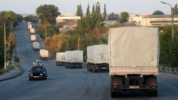 Đoàn xe nhân đạo thứ 39 của Nga tới miền Đông Ukraine Thêm chuyến hàng viện trợ nhân đạo của Nga tới miền Đông Ukraine. Ảnh: RIA Novosti