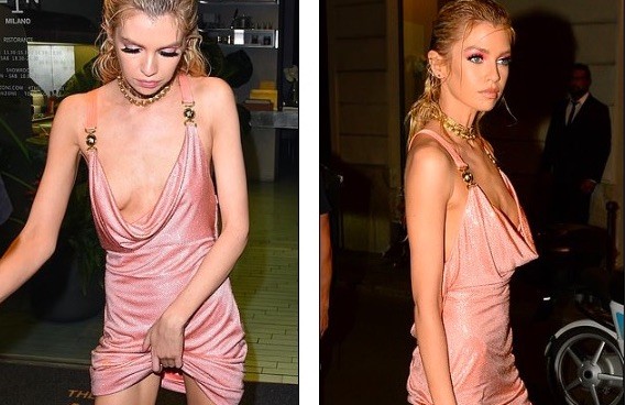 Xấu hổ với chiếc váy rộng cổ, phản cảm hết nấc của Stella Maxwell Những hình ảnh hớ hênh phản cảm của chân dài sinh năm 1990 được đăng tải trên Dailymail mới đây khiến người nhìn lắc đầu ngán ngẩm