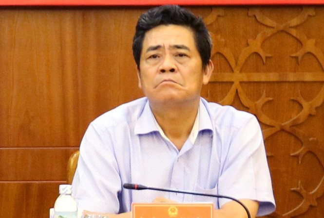 Bí thư Tỉnh ủy Khánh Hoà xin nghỉ hưu trước tuổi Ông Lê Thanh Quang phát biểu tại một hội nghị. Ảnh Báo Khánh Hoà.
