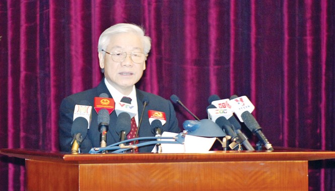 Giới thiệu nguồn bổ sung quy hoạch Bộ Chính trị, Ban Bí thư (*) Tổng Bí thư Nguyễn Phú Trọng phát biểu khai mạc Hội nghị Trung ương 10 (khóa XI). Ảnh: Đoàn Bắc.