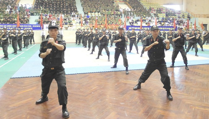 Khai mạc Hội thi bắn súng, võ thuật thanh niên CAND Một tiết mục biểu diễn võ thuật tại buổi lễ khai mạc.
