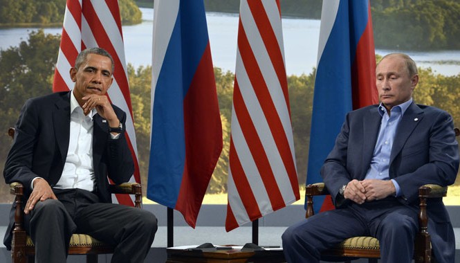 Hai Tổng thống Nga - Mỹ: Lạnh lùng Tổng thống Nga Vladimir Putin và Tổng thống Mỹ Barack Obama luôn tỏ ra lạnh nhạt với nhau. Ảnh: Getty Images.