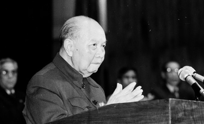 Tổng Bí thư Trường Chinh - người đặt nền móng cho sự nghiệp đổi mới Tổng Bí thư Trường Chinh phát biểu tại Đại hội Đảng toàn quốc lần thứ VI. Ảnh: TTX.