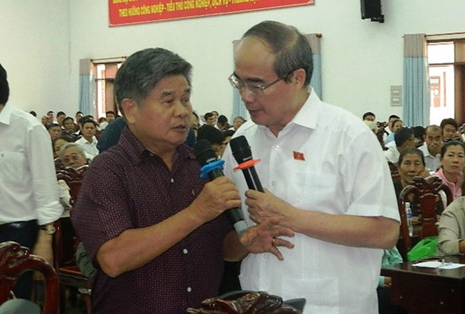 Tập trung giải quyết các vấn đề Thủ Thiêm trong 3 tháng Bí thư Thành ủy TPHCM Nguyễn Thiện Nhân tiếp xúc cử tri huyện Bình Chánh.