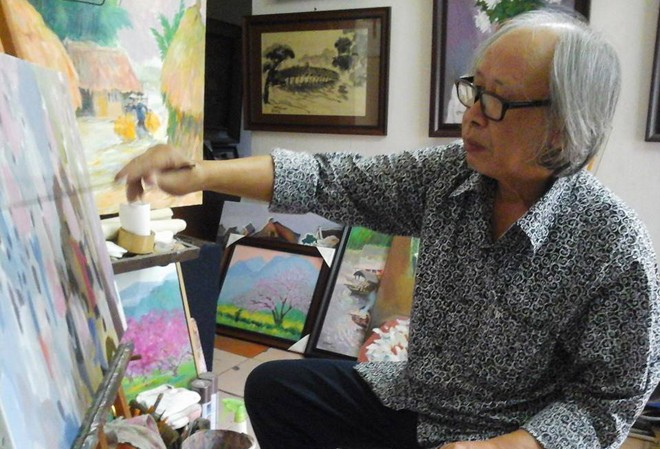 Nguyễn Lương Hùng - Một nghệ sĩ đa tài Họa sĩ Nguyễn Lương Hùng tại xưởng vẽ.