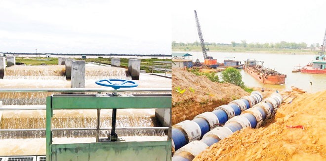 Dự án nước mặt Sông Ðuống: Giải khát cho 2,5 triệu dân Thủ đô Nước được hút trực tiếp từ sông Ðuống lên xử lý tại các bể của nhà máy.