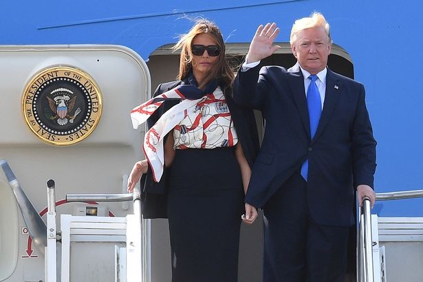 Ông Trump thích gây ồn ào? Hôm qua, Tổng thống Mỹ bắt đầu chuyến thăm châu Âu. Ảnh: Mirror