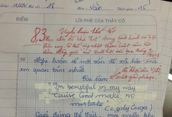 Bài Văn về đồng tính đạt điểm cao của nữ sinh lớp 10 Bài Văn về đồng tính đạt điểm cao của nữ sinh lớp 10