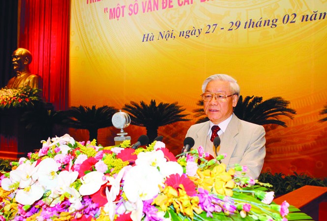Sẽ lấy phiếu tín nhiệm các chức danh lãnh đạo Tổng Bí thư Nguyễn Phú Trọng phát biểu khai mạc hội nghị. Ảnh: TTXVN